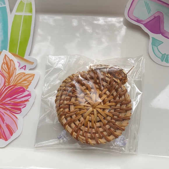 Wicker Woven Circle Drop Earring - Picture 2 of 5